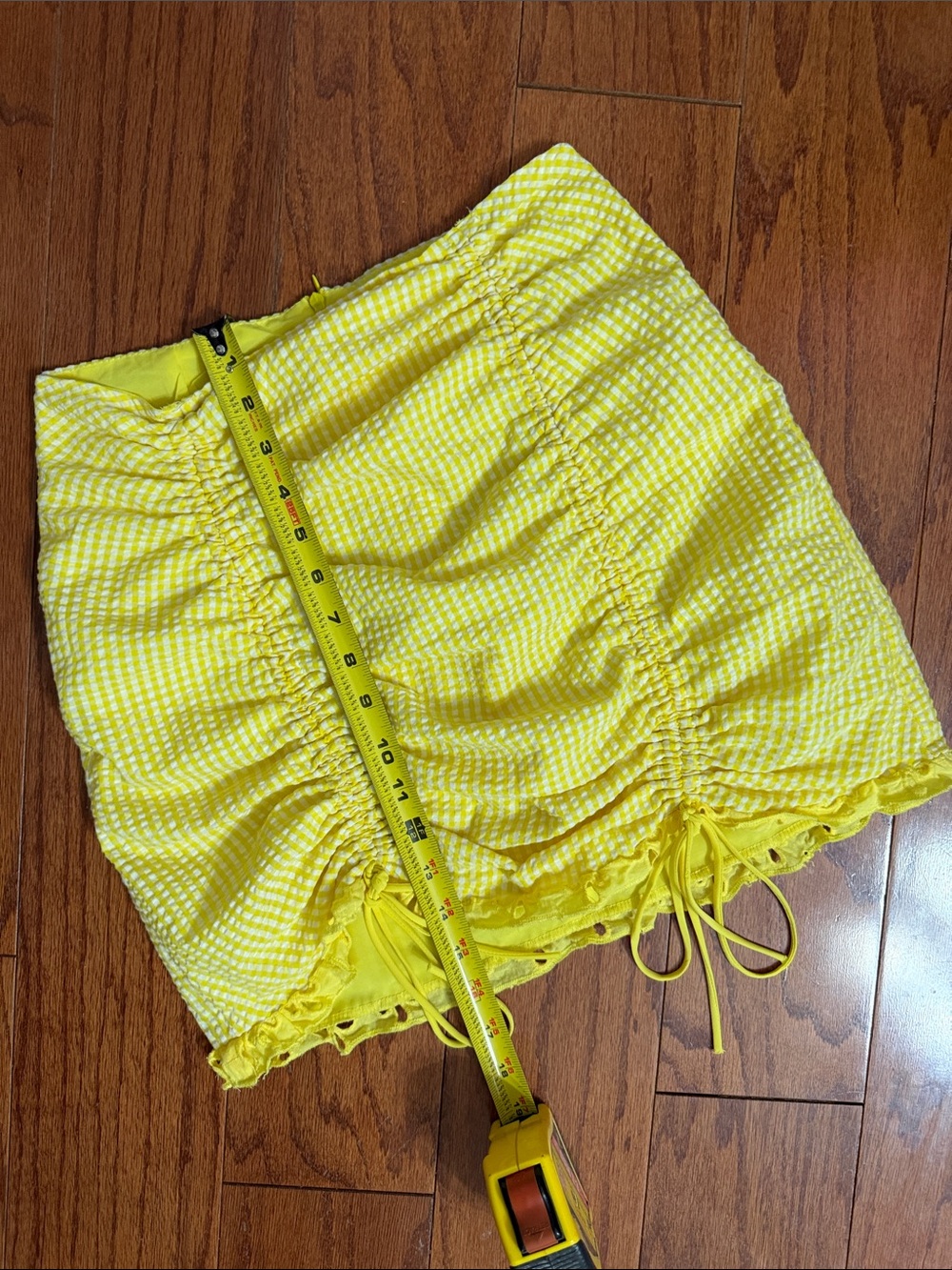 For Love Bell Lemons Picnic eyelet set gingham crop top puff sleeves w/ skirt -M - Picture 11 of 12